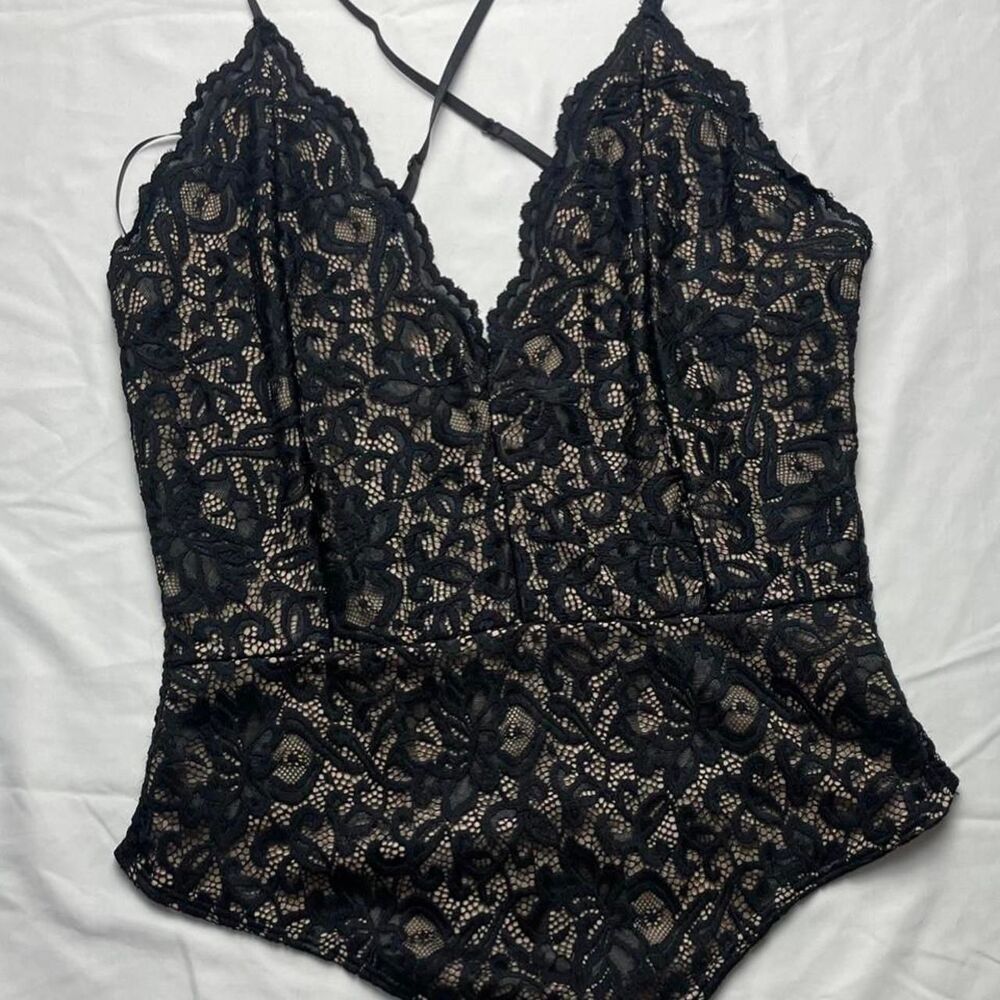 Y2K black lace bodysuit